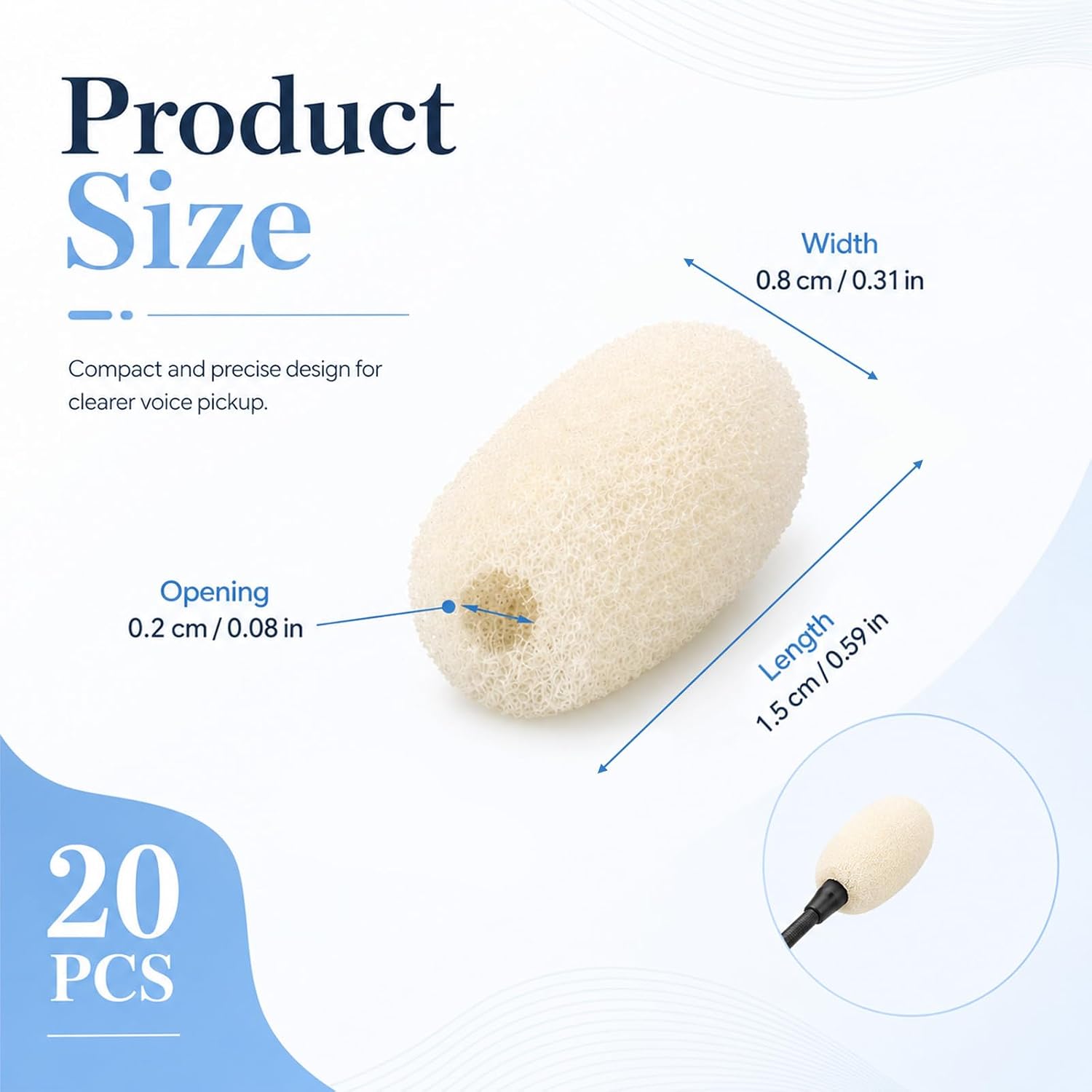 20 Pcs Mini Foam Microphone Windscreen, Microphone Foam Cover, Skin Color image 2