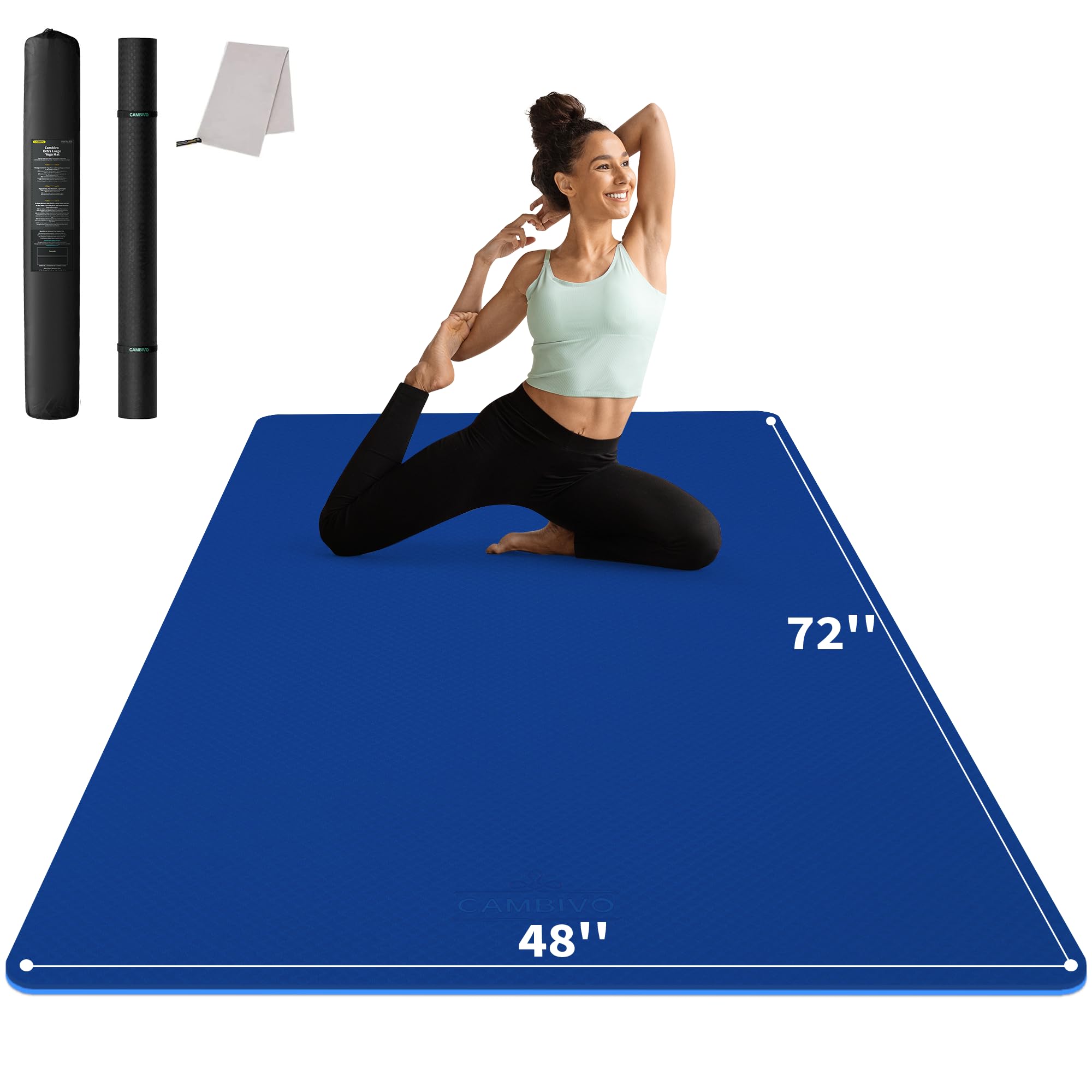 CAMBIVO Large Yoga Mat (6' x 4' x 6mm), Non-Slip Exercise Fitness Mat for Yoga, Pilates, Workout