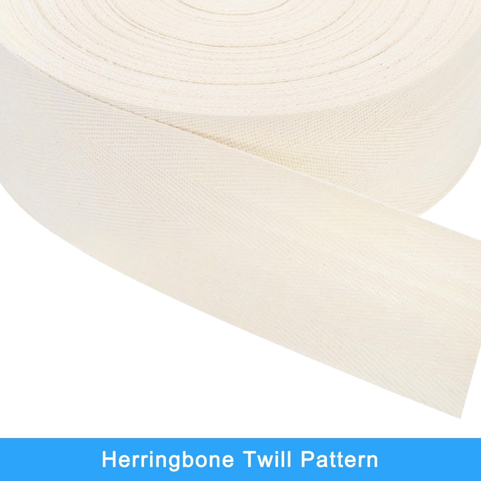 QUARKZMAN Cinta de Sarga 1 Unidad de 45 Yardas x 60mm - Cinta de Tela de Algodón Rollo de Cinta de Espiga para Ropa Accesorios Bolsos (Blanco Beige)