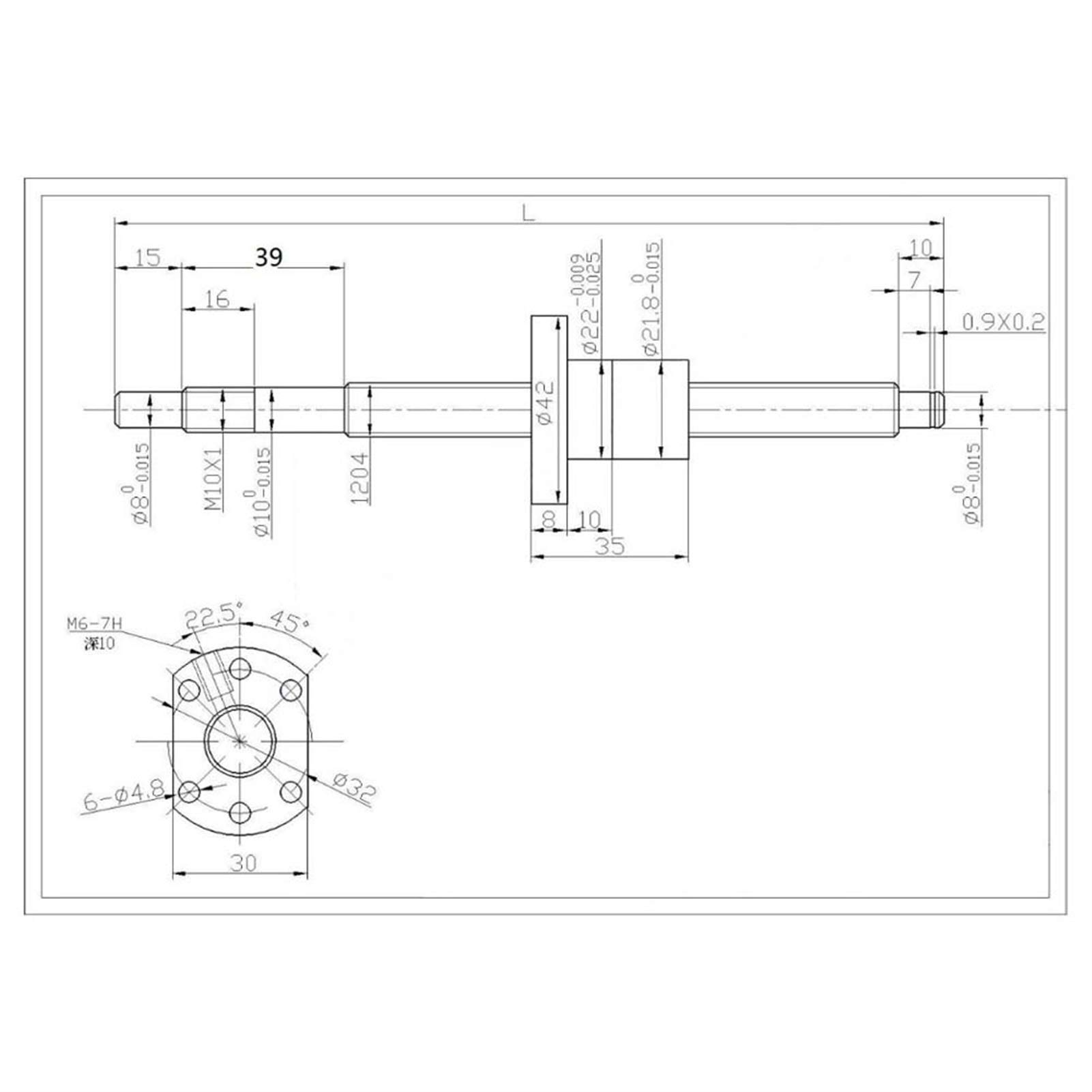 Vis à Billes SFU1204 500mm INOX Avec Support BK10/BF10, Écrou Et Embrayage - Pour Automatisation