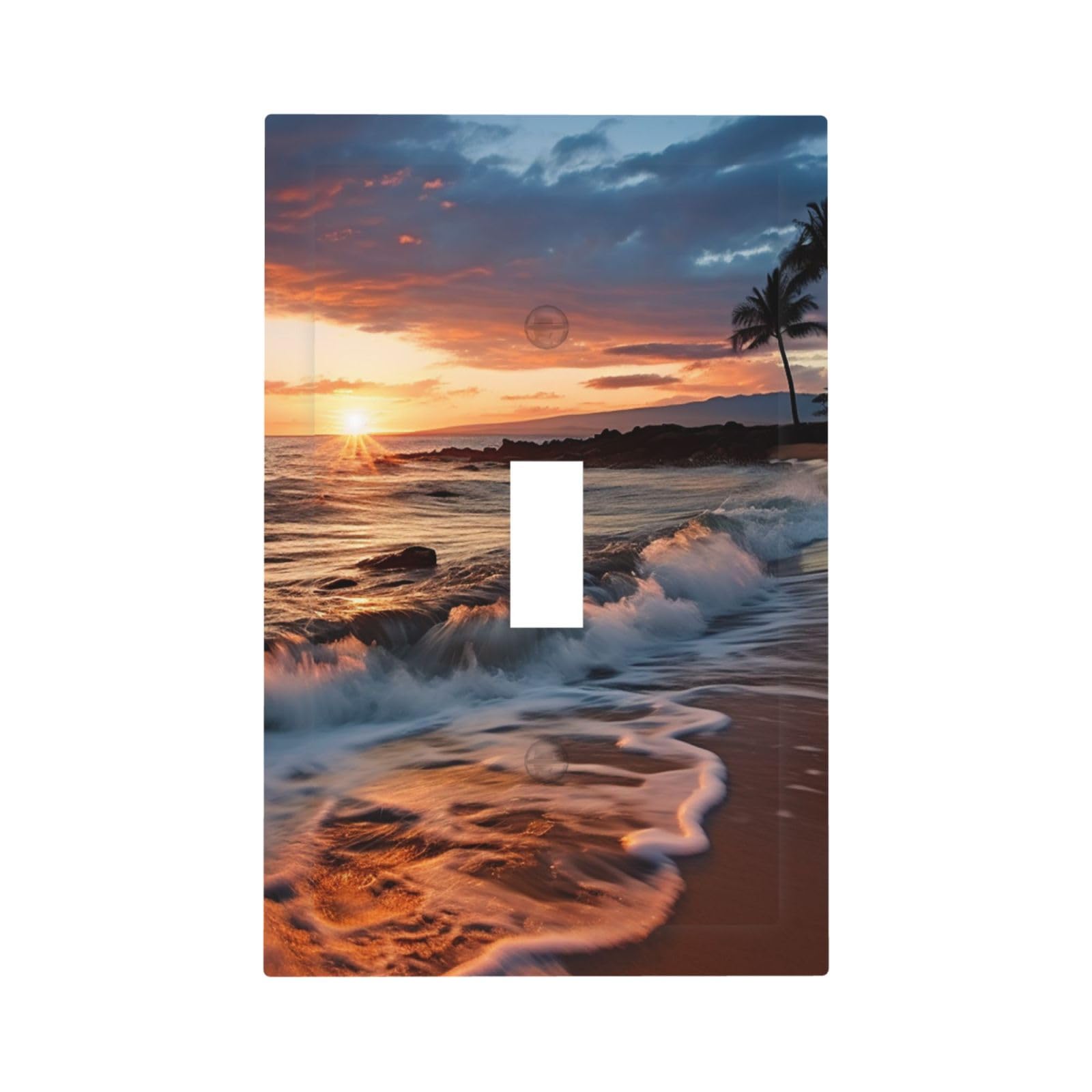 Decorator Wall Plate 1 Gang Light Switch Covers Beach Maui Hawaii Wallplate Single Toggle Switch Plate Mid Size 5" x 3" Electrical Outlet Covers Decorative Wall Switch Plate Cover Decor