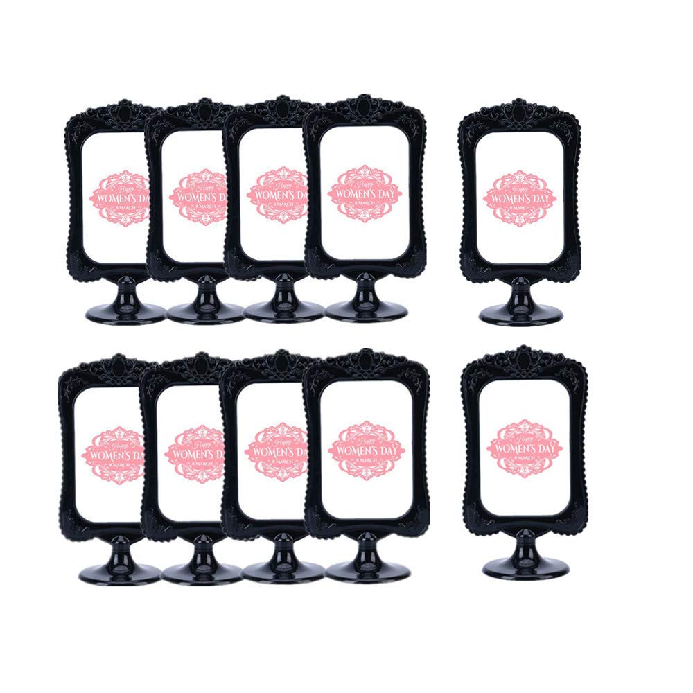 10 Pack Black 4x6 Picture Frame Bulk Table Number Holders,Double Sided Standing Picture Frames Sign Display Holder,Pedestal Photo Frame with Inserts and Base, 2 Sided Frame for Wedding Table