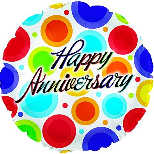Happy Anniversary Dancing Dots 18 Inch Mylar Balloon (5 Pack)