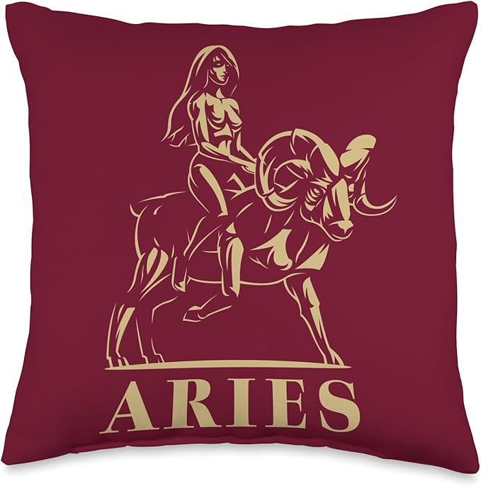 Astrological Sign Aries Birthday March April Ascendant Throw Pillow