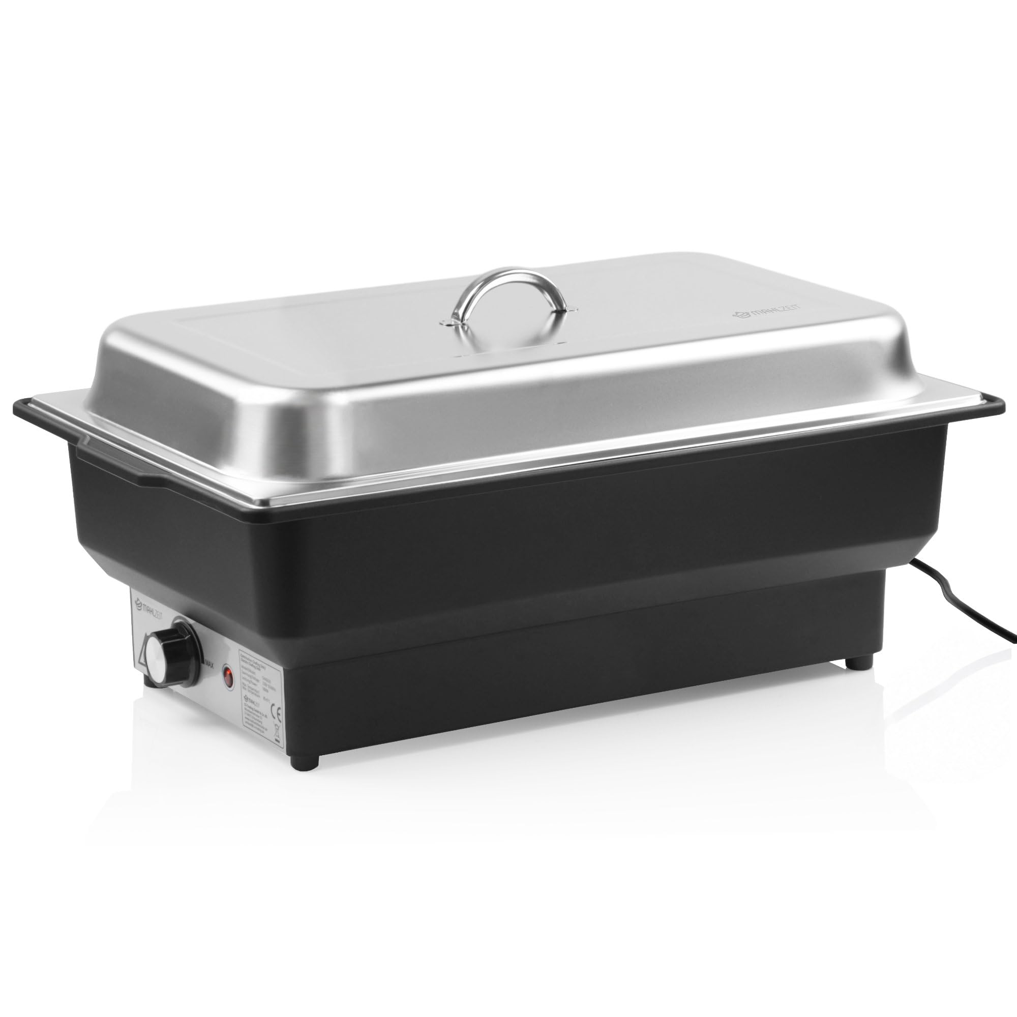Mahlzeit Buffetwärmer | 8 Liter, 900 Watt | Elektrischer Speisewärmer aus Edelstahl | Speisenwärmer Elektrisch, Chafing Dish, Warmhalteplatte, Warmhaltebehälter für Buffets, Familienfeiern & Events