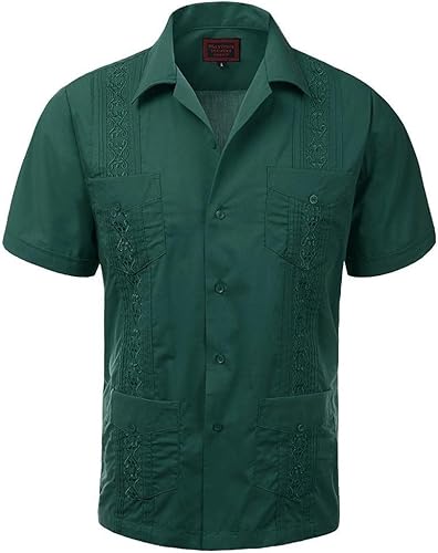 Miniatura 5 de vkwear Guayabera - Camisa de vestir casual con botones para hombre de manga corta