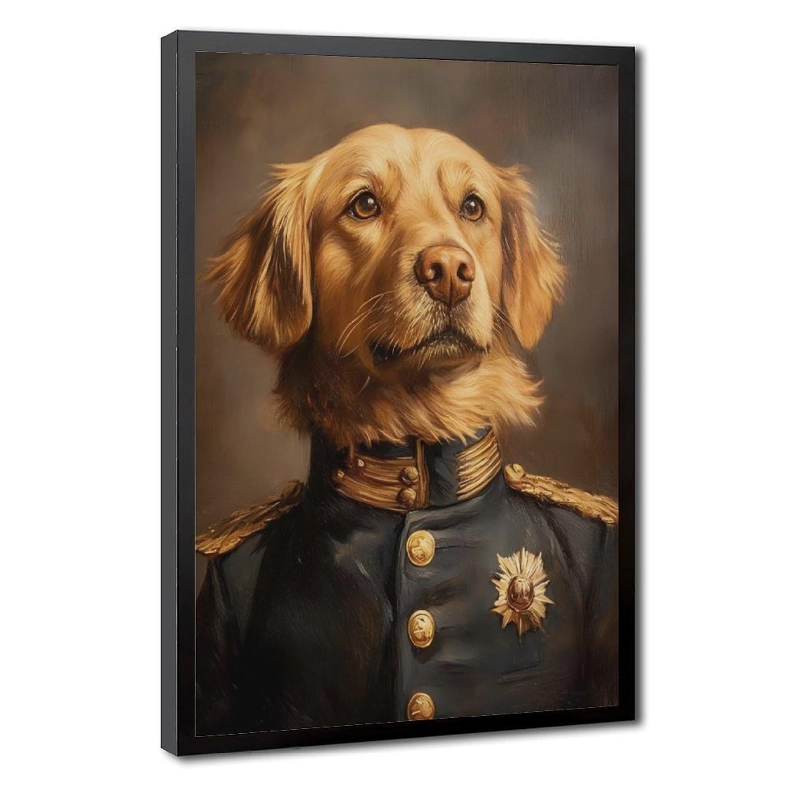 Bareronor Golden Retriever in Uniform Canvas Poster Bedroom Decor Landscape Office Room Decor Gift 8" L X 12" W