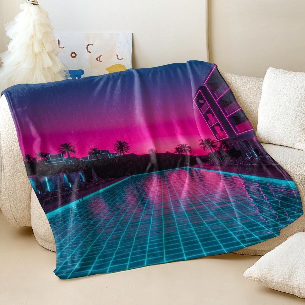 Plaid flanelle coucher de soleil Surreal pour une ambiance sereine et douce