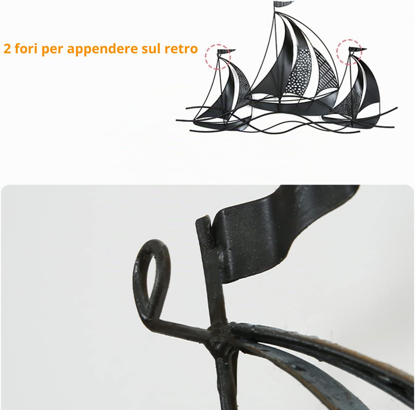 Decorazione da parete for barca a vela in metallo, sculture da parete for nave nautica 3D, barca a vela da spiaggia costiera fatta a mano for la casa, soggiorno, camera da letto, sala da pranzo, decor