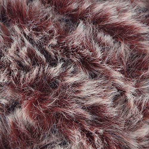 Image of NICEEC Faux Fur Yarn Super Soft, Chunky & Fluffy, Eyelash Yarn for Crochet & Knitting(Total Length 210yds /10.6oz) - Wine Red with white /300g