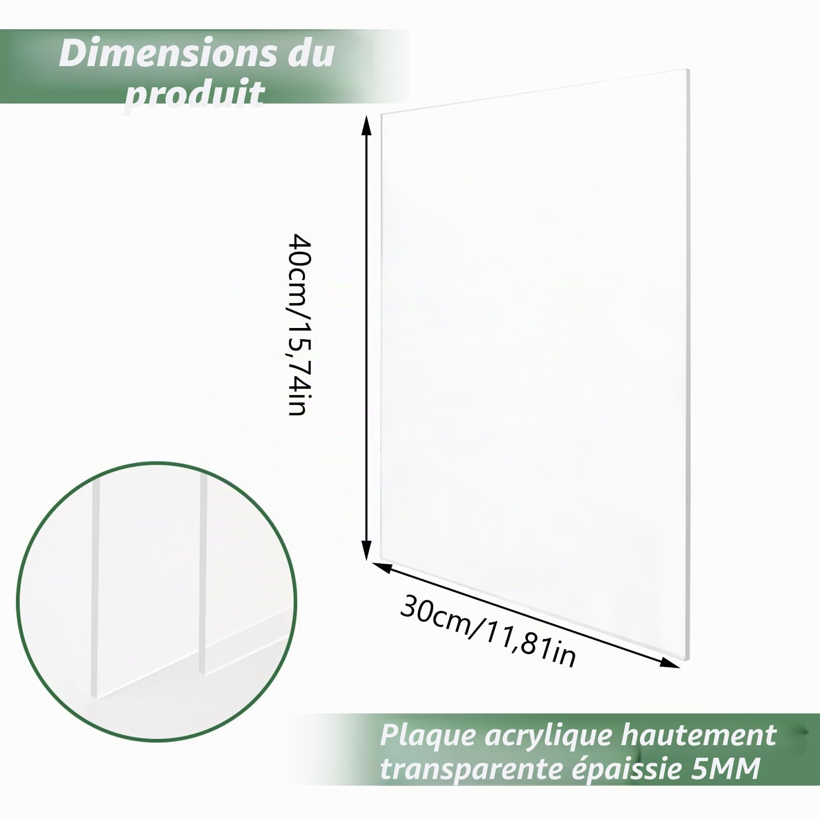 DAJAVE 2 pièces 400x300x5MM Plaque Acrylique Transparente Plaque Plexiglas Feuille de Plastique Plaque pour le Remplacement du Verre