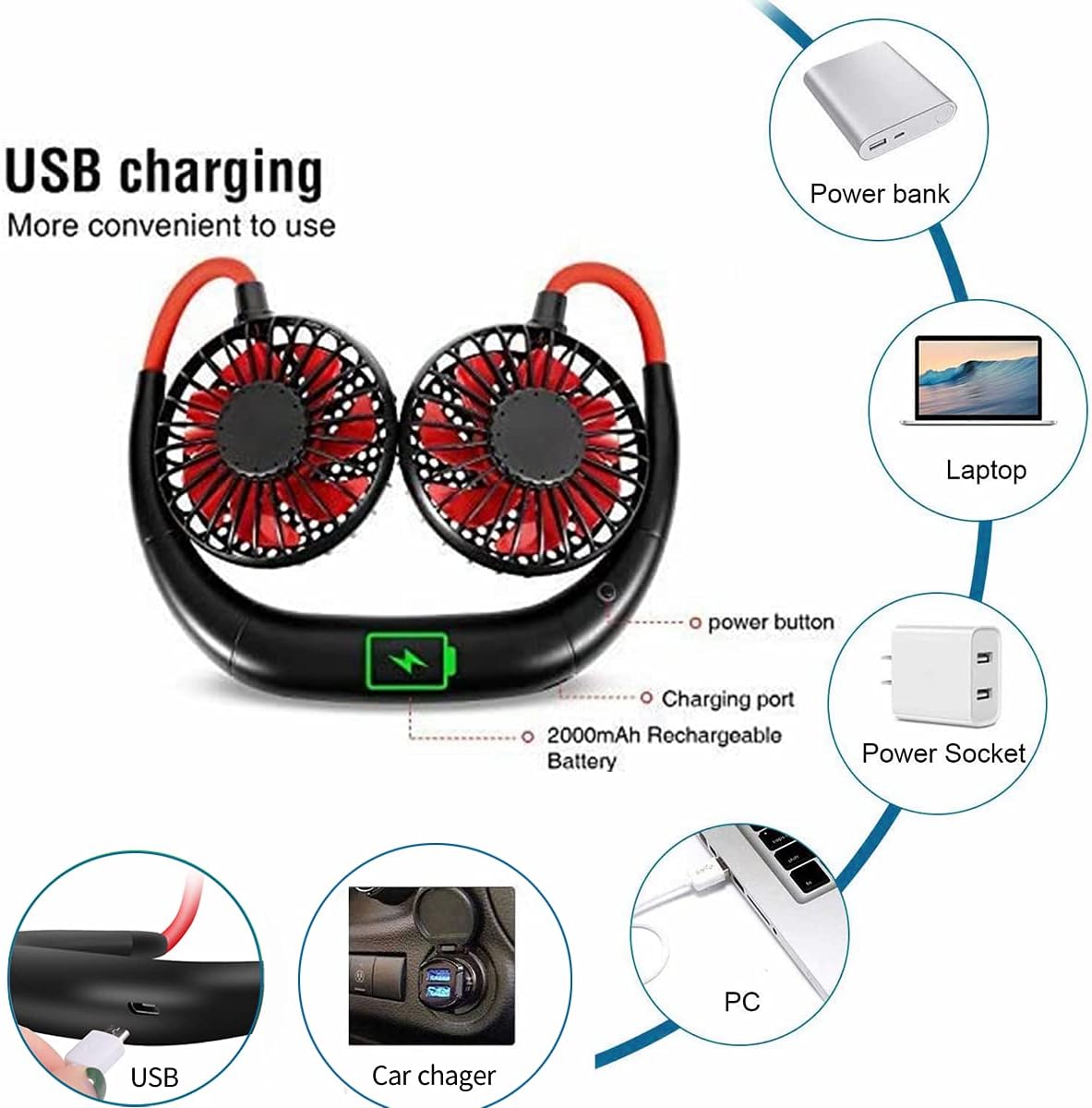 🔥 Hot Deals Neck Fan Portable Neckband Fan USB Rechargeable Hand Free Personal Mini Sport Fan with 3 gears for Sports Travel Outdoor Office Reading New Arrivals Neck Fan Portable Neckband Fan USB Rechargeable Hand Free Personal Mini Sport Fan with 3 gears for Sports Travel Outdoor Office Reading