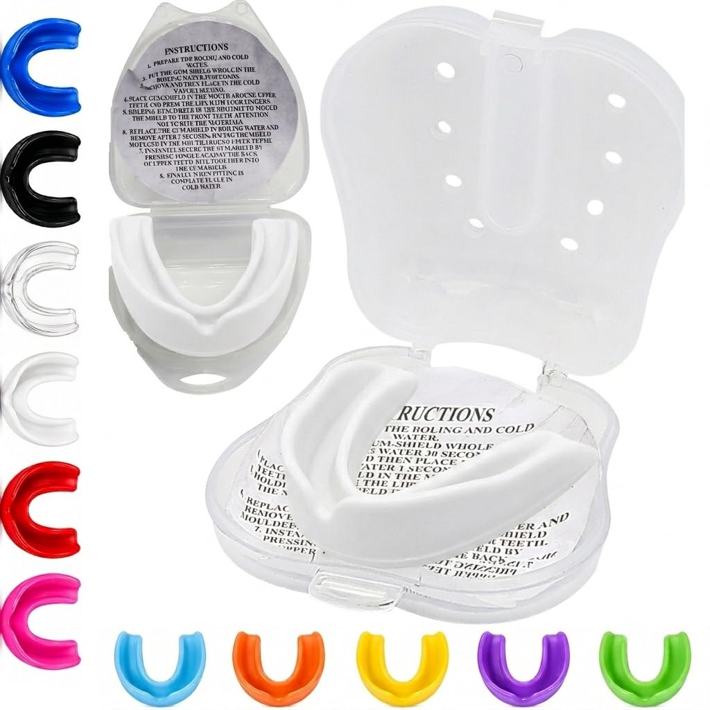Sports Mouthguard for Kids & Adults Slim Fit Boil and Bite Mouth Guard Case for Boxing MMA Rugby Martial Arts Judo Karate Hockey Football Contact Sports Youth Junior Age Year 6-8 9-12 5 6 7 8 9 10