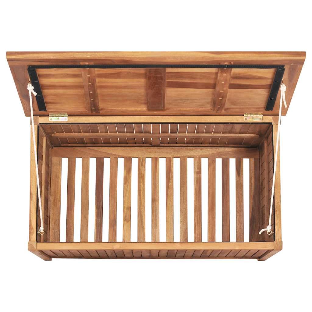 ACAGALA Scatola da giardino in legno, 90 x 50 x 58 cm, con tasca interna impermeabile e prese d'aria, per terrazze, giardino, balcone, legno massiccio teak
