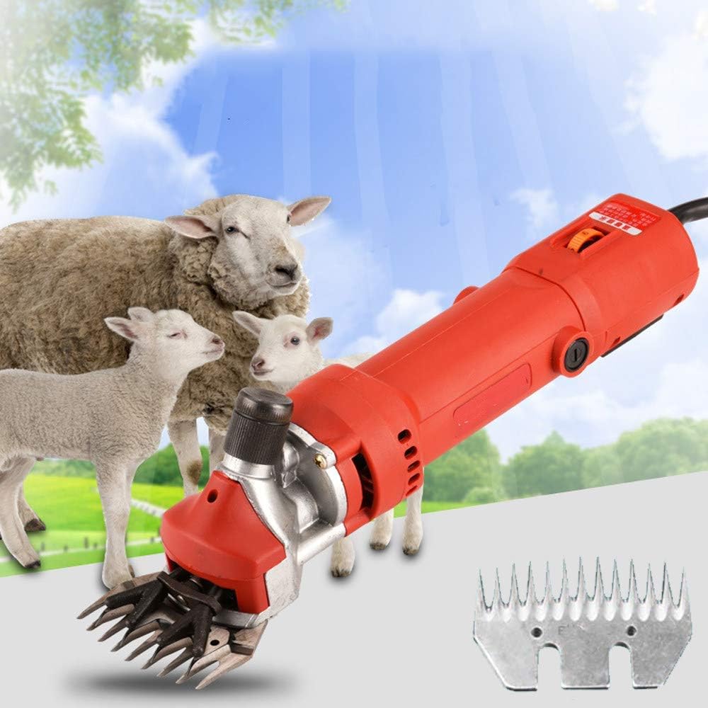 Sheep Shear,Powerful Electric Sheep Shears,Electric Wool Shears,Sheep Shearing Suit, Electric Wool Shearing Fur Care Shearing Machine for Farm Animals,Red-C-9curvedteeth