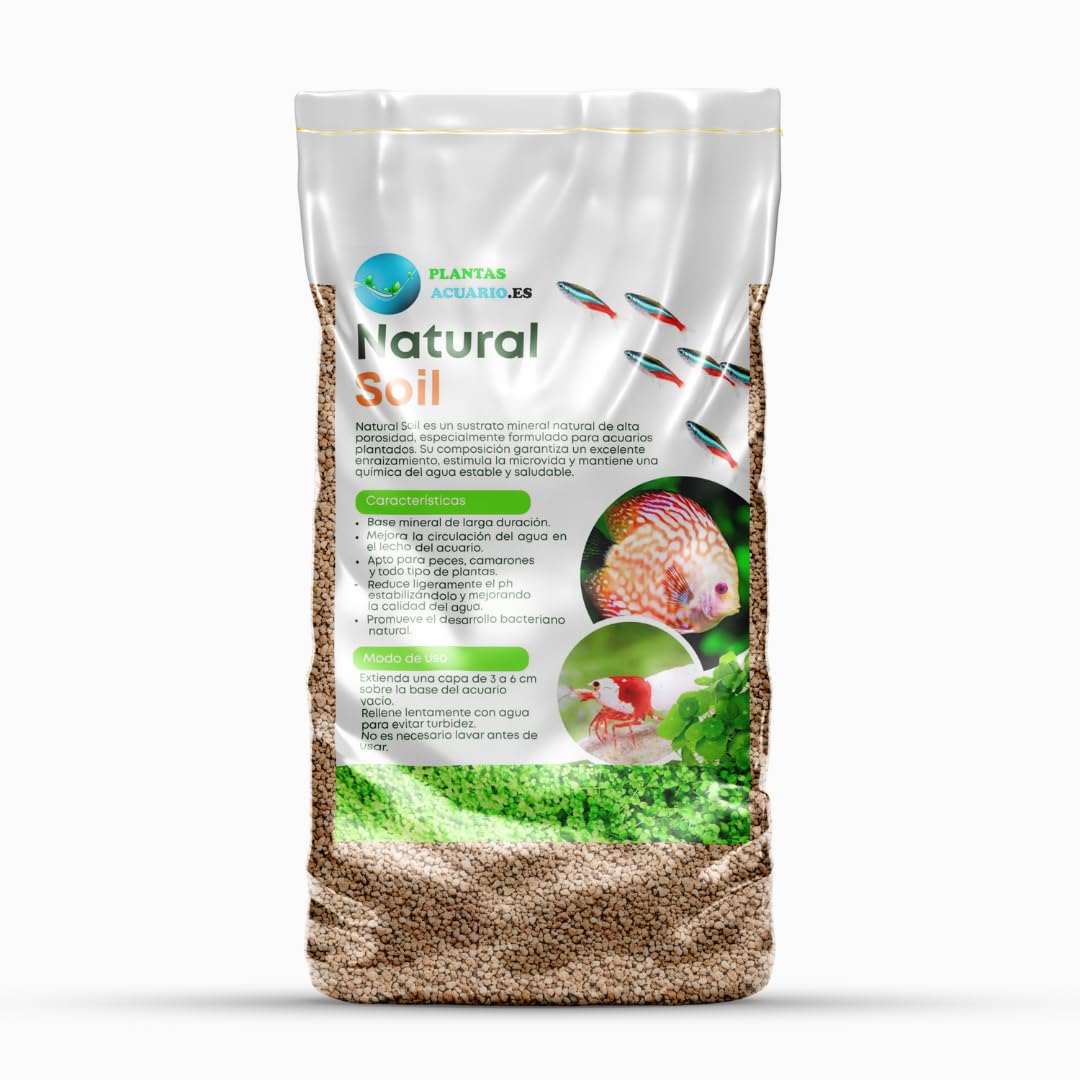 Natural Soil Sustrato Mineral Arcilloso Grano Fino 2-3mm para Acuarios, Terrarios, Paludarios, Ideal para Plantas Acuáticas y Terrestres 8 litros