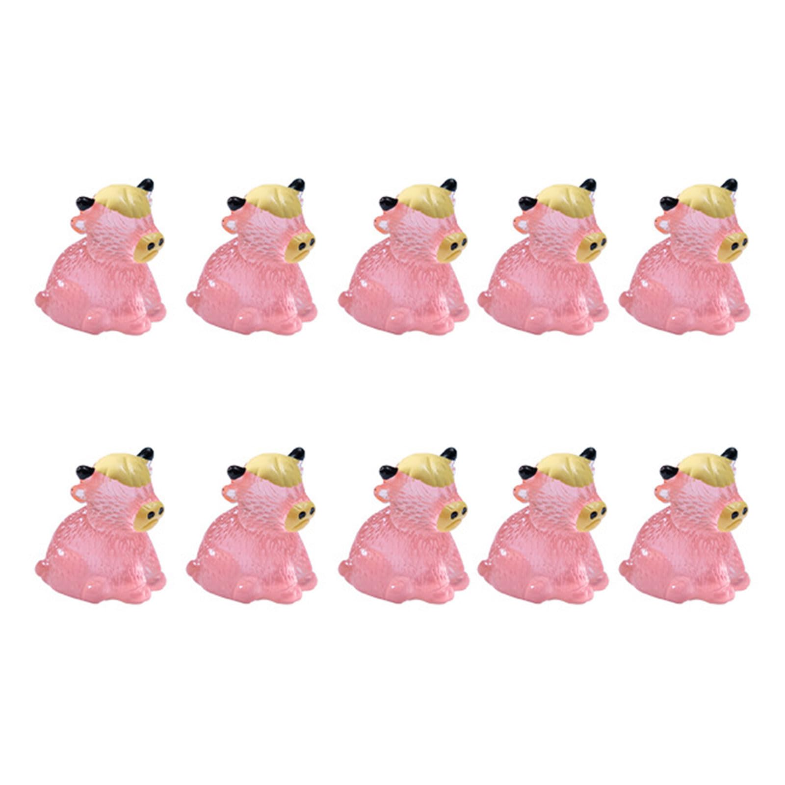 NEWFT Luminescent Tiny Cow Figures to Hide Minis Highlands Cow Figurines Miniature Highlands Cows Sculpture for Fairy Garden Miniature Landscape Desktop Decorations