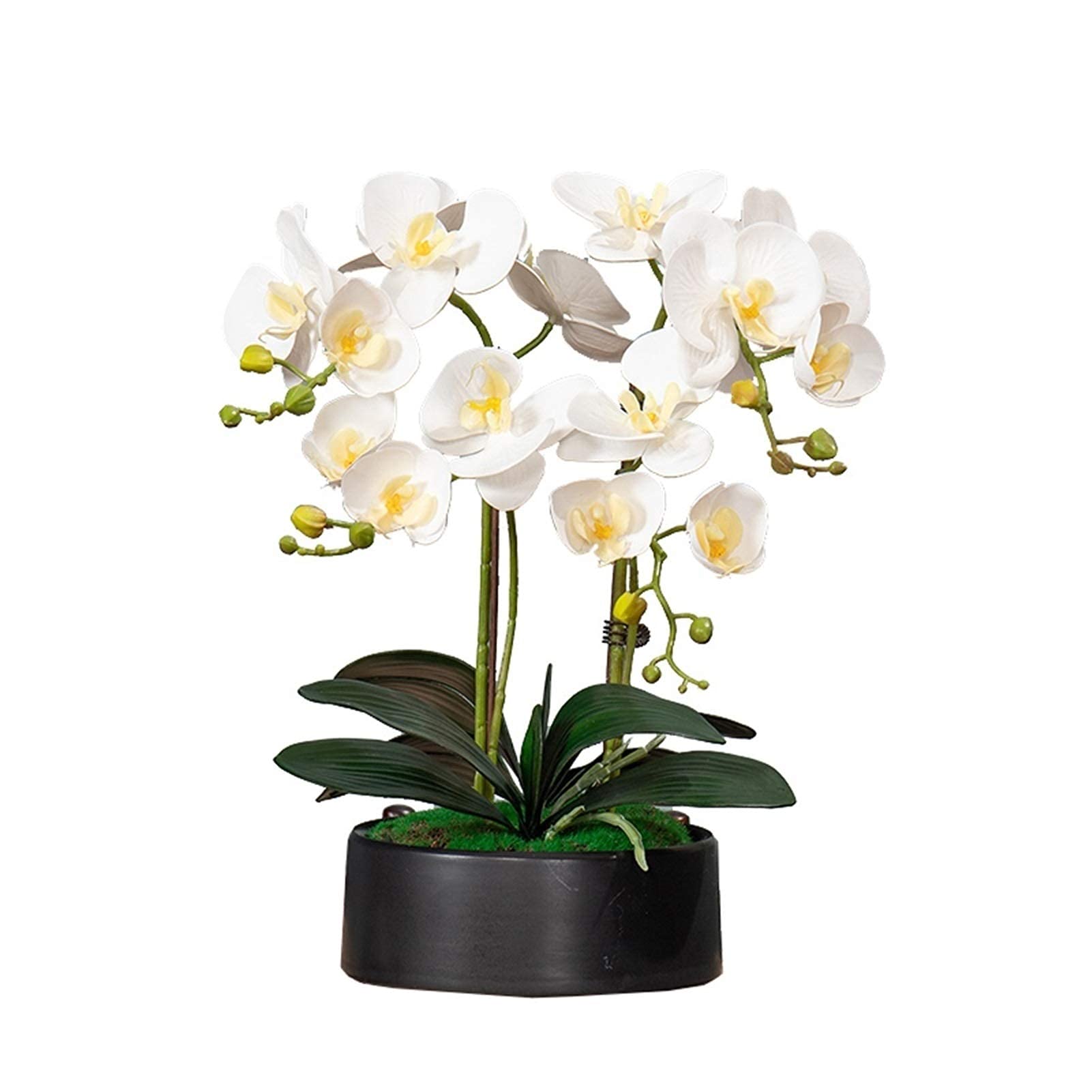 AYCDL Artificial Flower Set, Artificial Orchid Flowers in Vase Bonsai Fake Plant Faux Planter for Living Room Arrangements Decoration White Beautiful Art