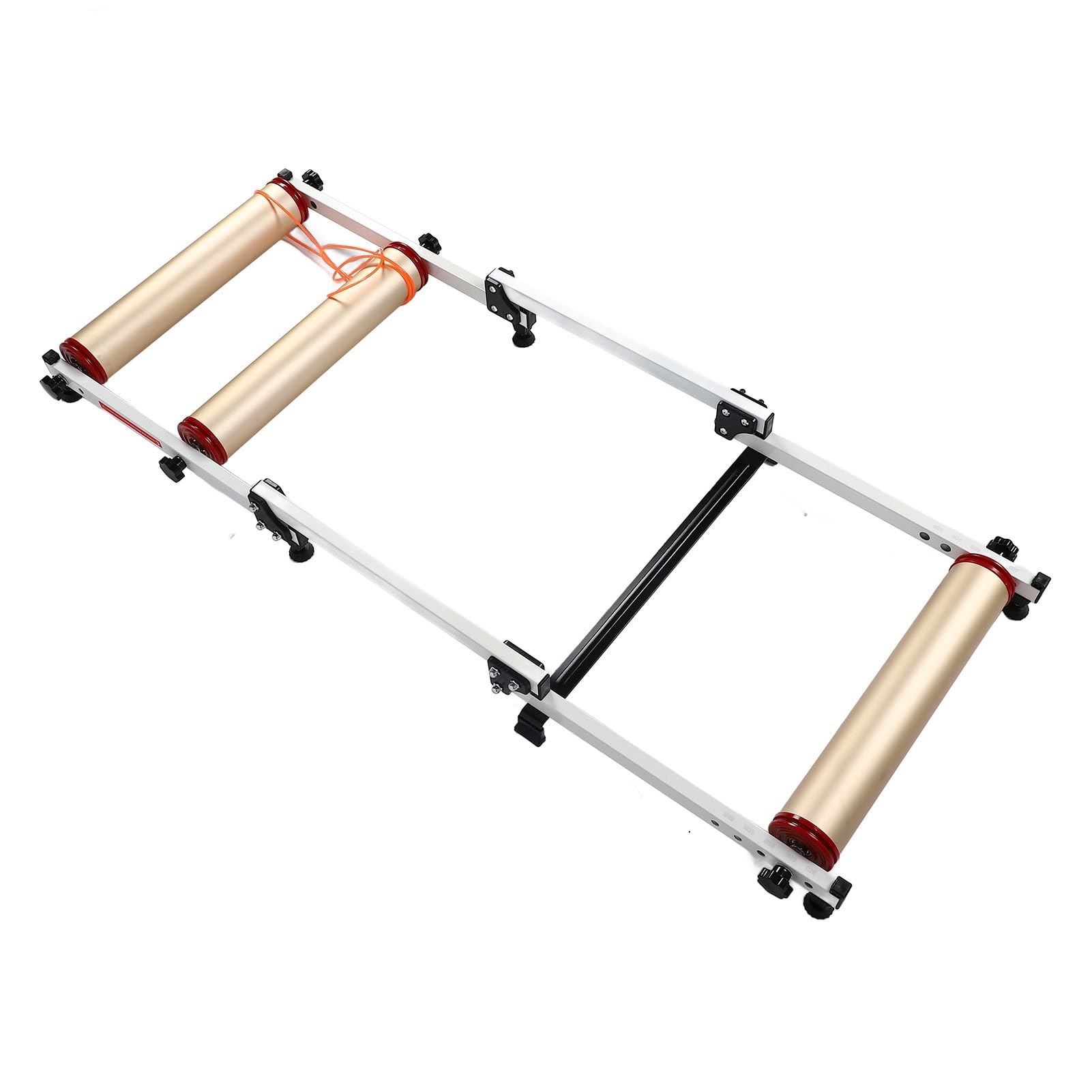 aqxreight Rodillos de Bicicleta para Entrenamiento de Ciclismo en Interiores Plataforma de Conducción de Aleación de Aluminio y ABS con Soporte de Rueda Delantera, Pedales Antideslizantes, Rodillos