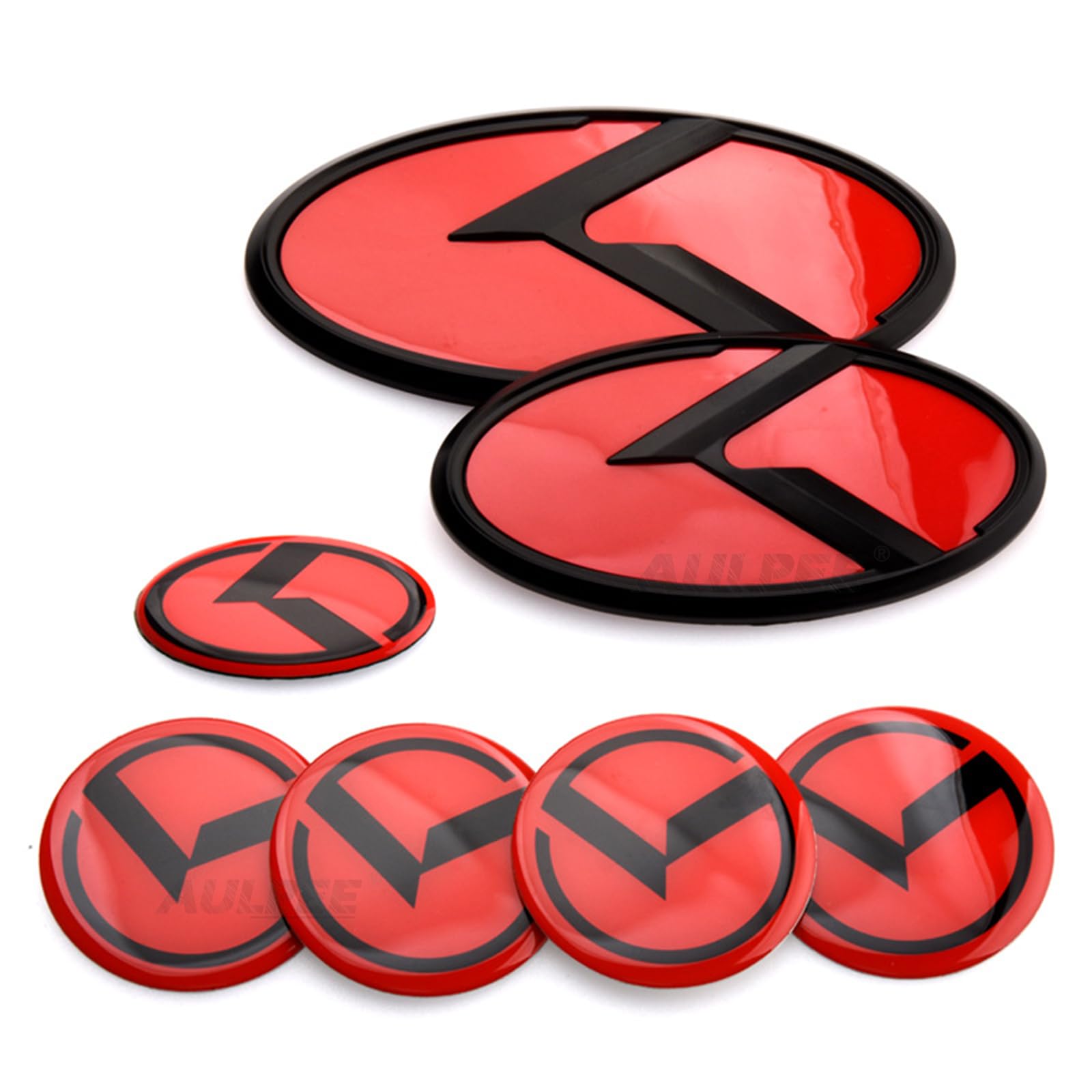 AULPEE 7PCS Vintage K Badge,Front Hood Rear Trunk Emblem Compatible with Vintage K Auto Accessories (Red Black)