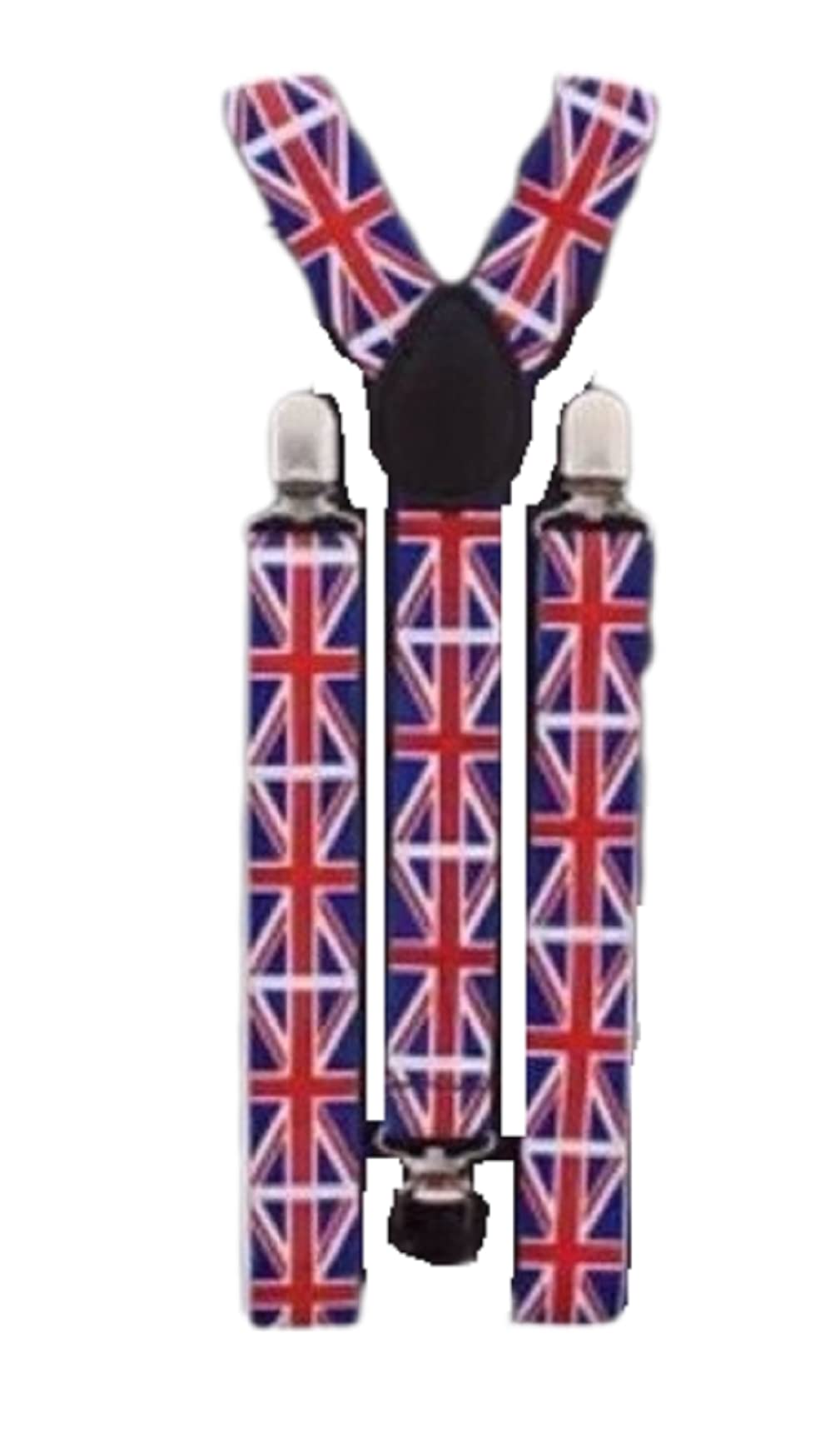 L&C® MENS LADIES UNISEX ADJUSTABLE SLIM BRACES TROUSER SUSPENDERS FANCY DRESS CLIP ON (Union Jack)