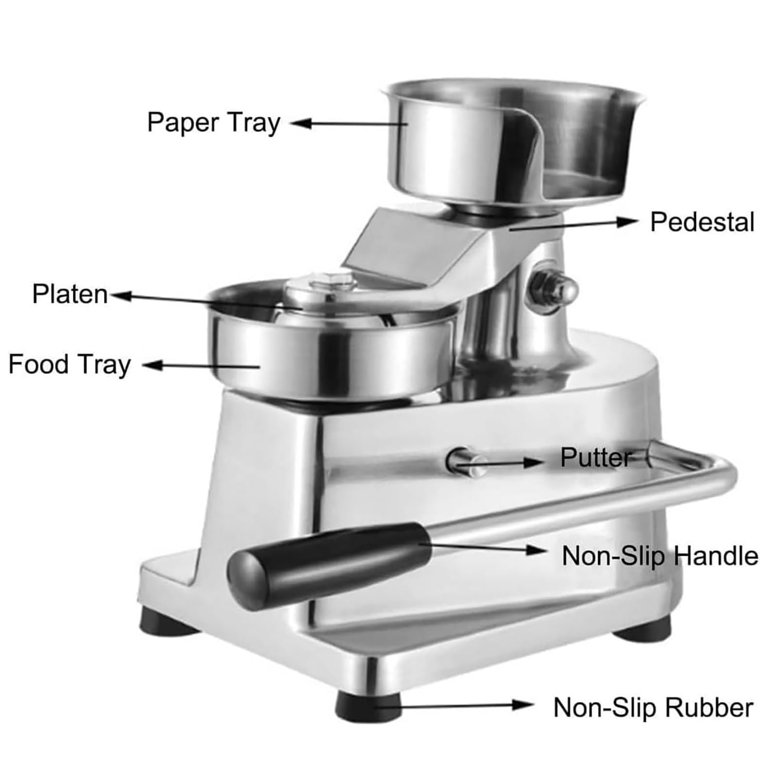 Burger Patty Maker, ręczna maszyna do formowania 130 mm, stal nierdzewna z 500 papierami pasztecikowymi, wysoka pojemność ≥ 100 pasztecików / godzinę do wołowiny, wieprzowiny, kurczaka
