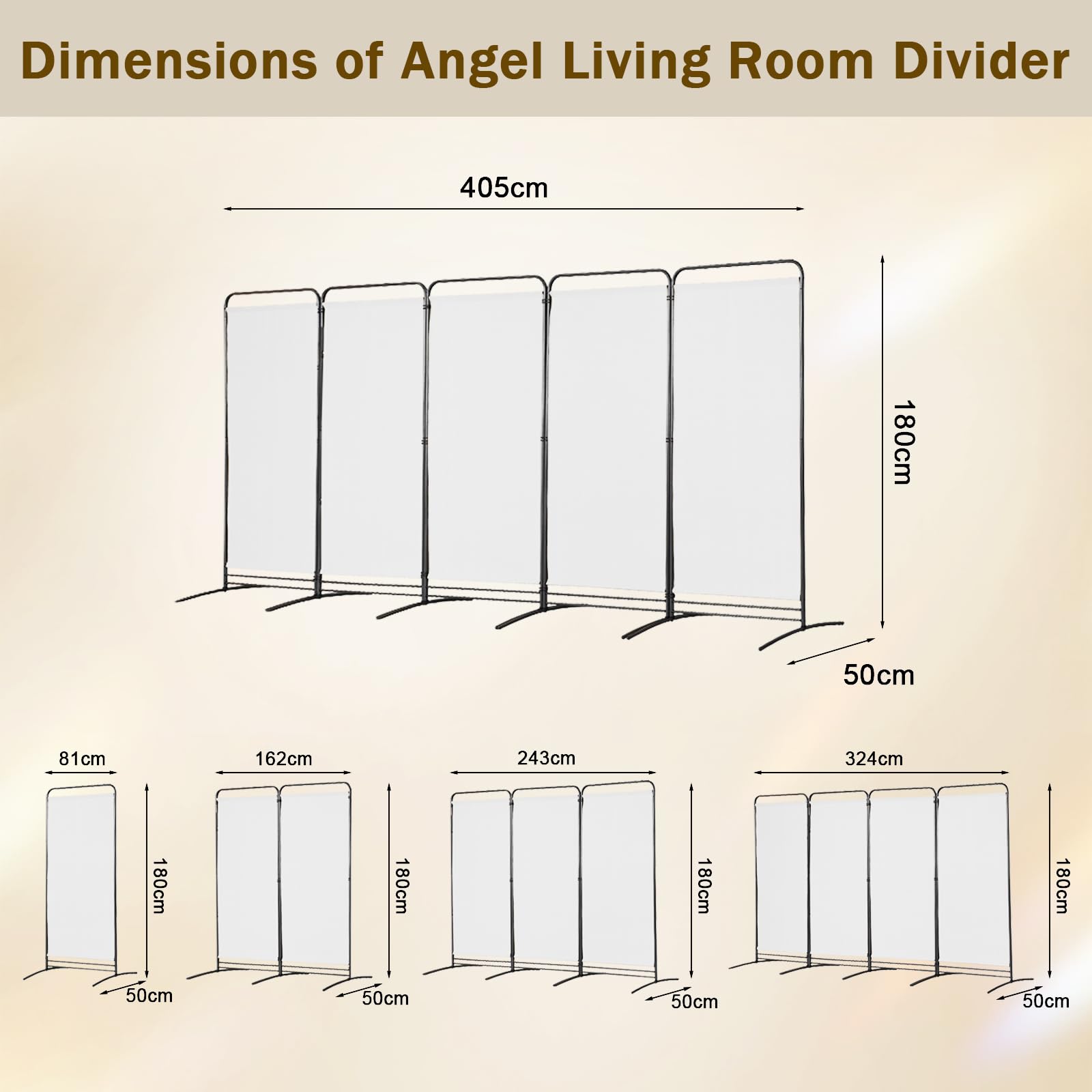 Angel Living Paravent Raumteiler Freistehend Sichtschutzwand Raumteiler Stellwand Trennwand Sichtschutz für Büros Balkon Schlafzimmer Außengarten (Weiß, 1 Teilig)