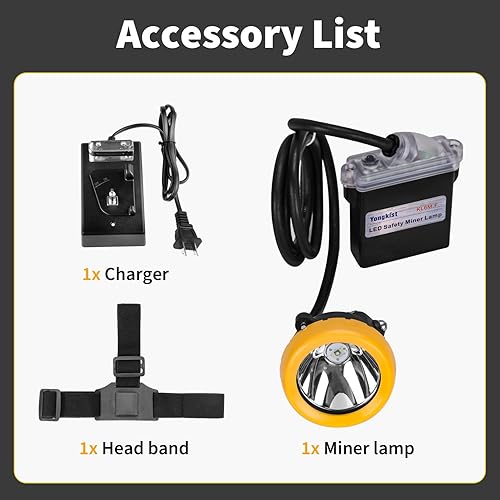 Miniatura 5 de Luz de minería de seguridad 1+2 luces LED para minería de carbón, paquete de baterías con luz LED, linterna de cabeza impermeable, linterna de