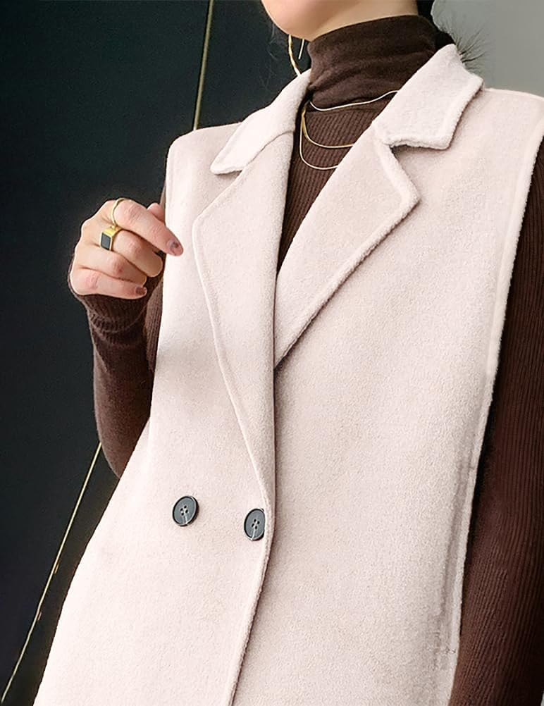 IDEALSANXUN Womens Long Wool Vest Fall Winter Sleeveless Blazer Jackets Wool Coat - Image 4
