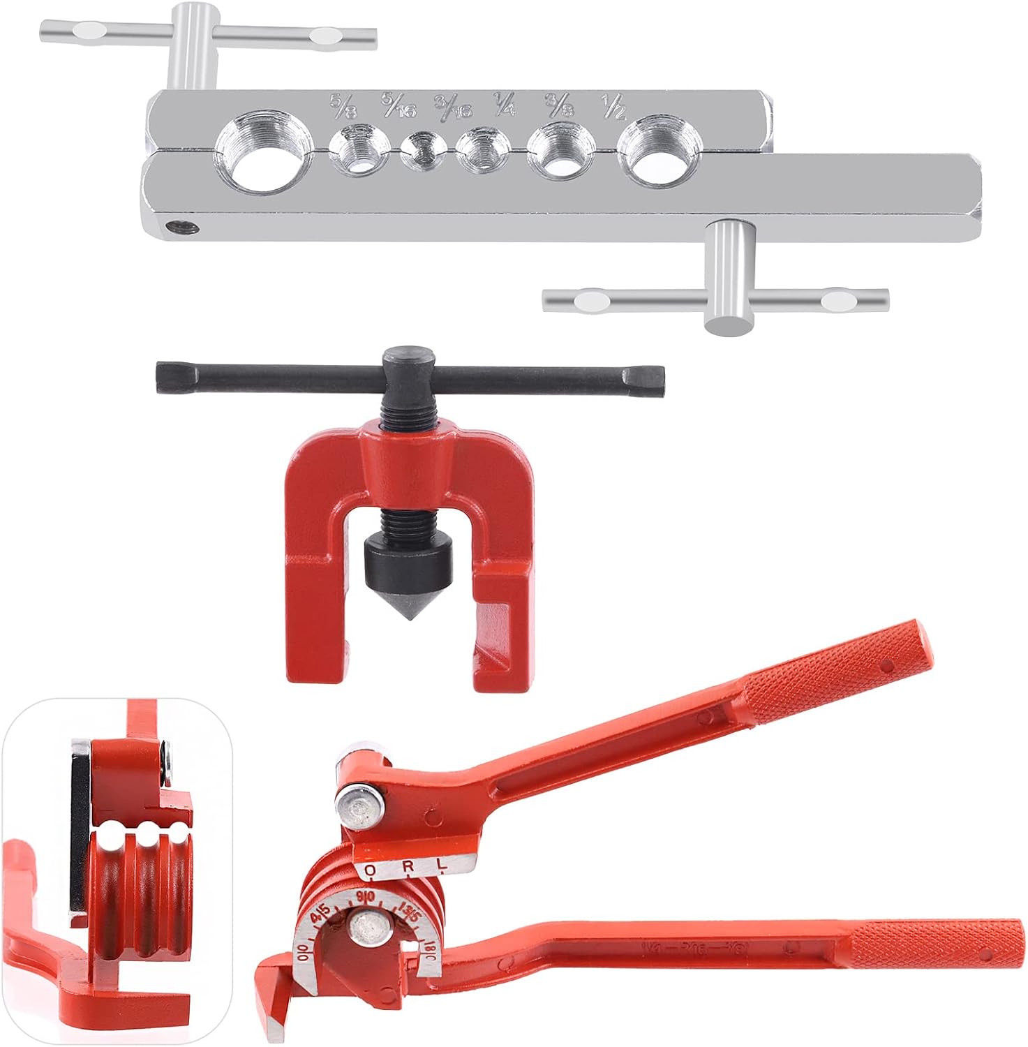 Swpeet 3Pcs Auto Double Flaring Tool Kit and 180 Degree 3 in 1 Tube