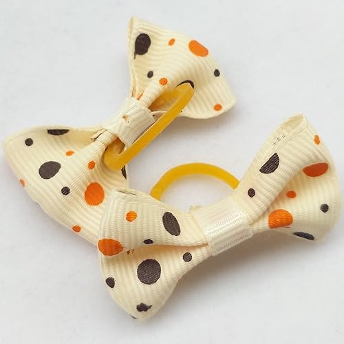 Miniatura 2 de Chenkou Craft 30 unidades (15 pares) lazo para el pelo de mascotas para perros con punto de goma, cinta de grogrén, productos de aseo para mascotas,