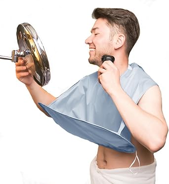 Linkidea Beard Bib Apron, Non Stick Beard Shaving Apron for Sink, Mess-Free Beard Trimming Catcher, Foldable Beard Grooming Accessory, Gift for Men Husband Dad Grey