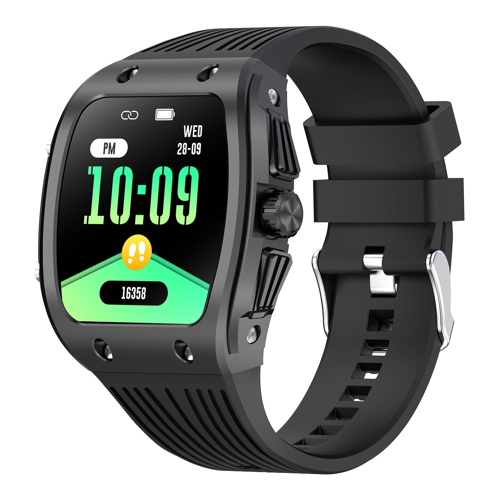 Smart Watches for Men, 1.76" HD Square Touchscreen Smartwatch, Heart Rate/SpO2/Sleep Monitor, Make/Answer Calls, 100+ Sports Modes, IP68 Waterproof