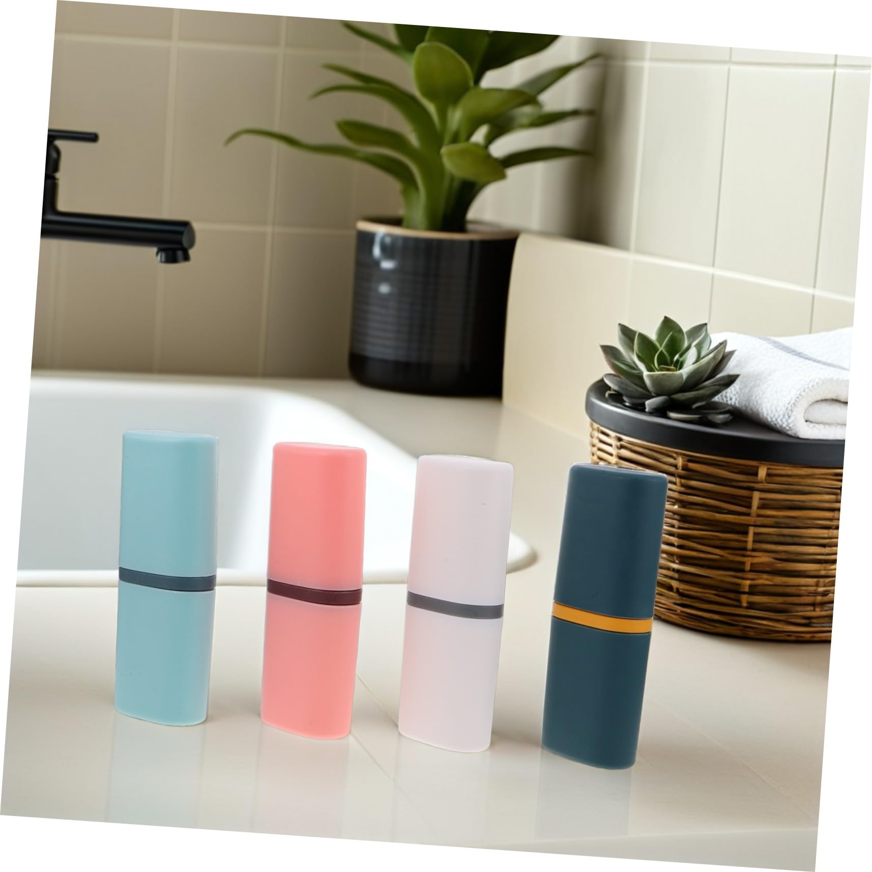 FOMIYES Set da 8 Pezzi Custodia Portaspazzolino da Viaggio, Contenitore Multifunzione per Spazzolino, Dentifricio e Accessori, Realizzato in Pp, per Bagno, Scuola, Ufficio