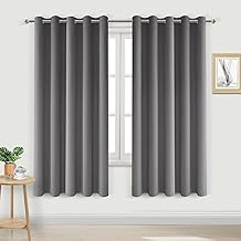 DWCN Blackout Curtains for Bedroom - Thermal Insulated Light Blocking Eyelet Window Curtains for Living Room 66 x 72 inch Length，Grey，2 Panels
