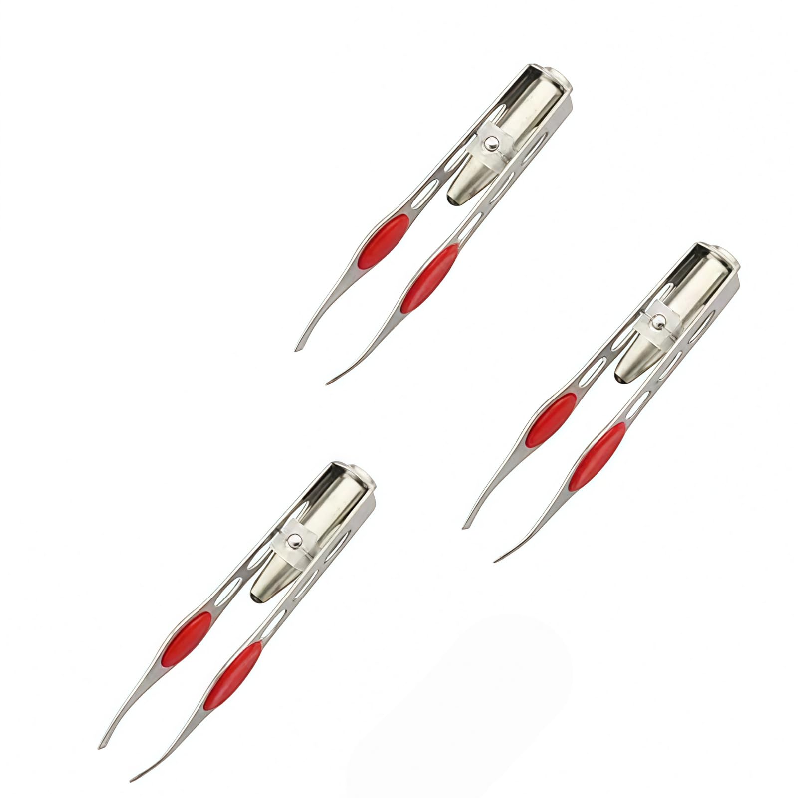Hdouii Women's Silver 3Pcs Tweezer With Led Light For Hair Removal Makeup Tool Eyebrow Eyelash Tweezers For Facial Hair, Lash Trimmer,Hair Ingrown For Tweezer, Hair Removal Tweezers