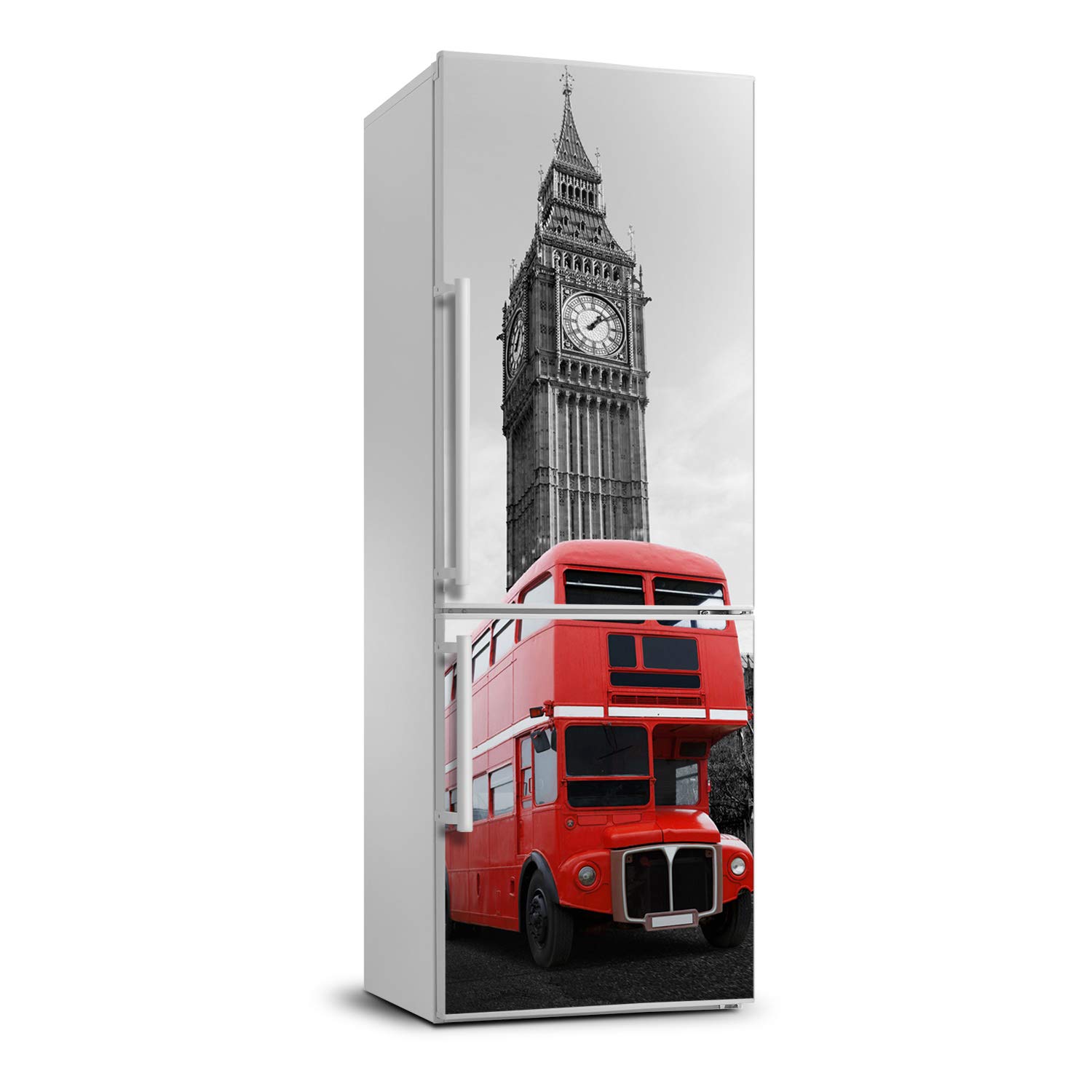 Autocollant frigo 70x190cm sticker décoration cuisine bus de Londres revêtement adhésif
