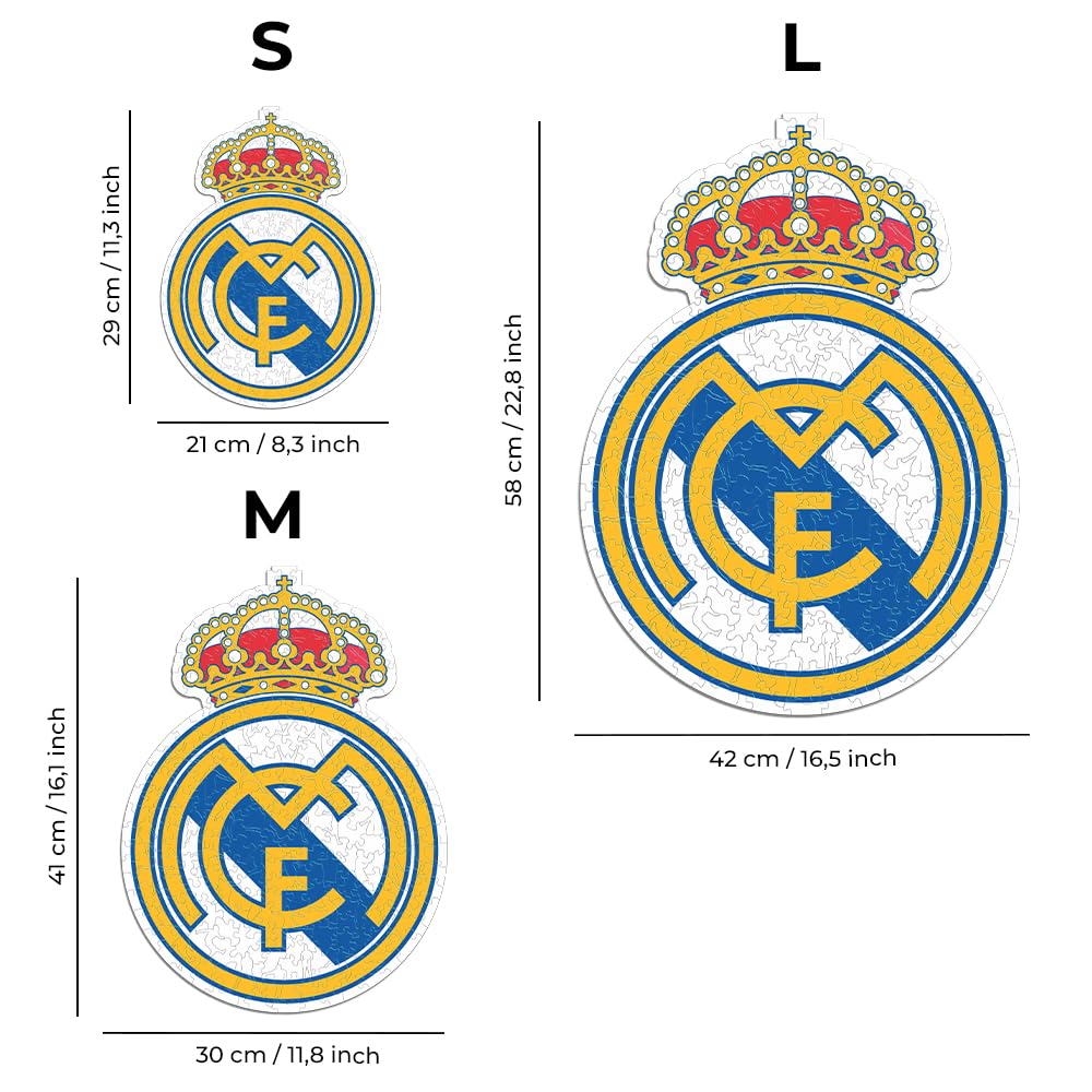 Iconic Puzzles, Real Madrid Logo, 100% eco-sustainable wooden puzzle with official license,Size L, 500 Pcs - Image 2