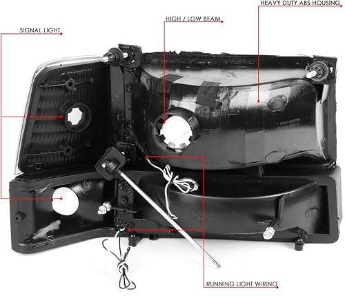 Miniatura 6 de DNA MOTORING Par de faros delanteros de barra de luz LED dual compatibles con 92-96 F150 F250 F350 Bronco, negroámbar, HL-LB-F15092-6P-BK-AM