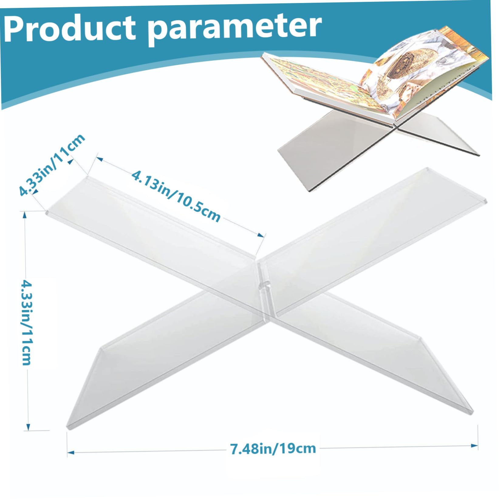 Book Stand, X-Shaped Acrylic Cookbook Stand for Display Transparent Cookbook Holder for Recipe Book Art Bible Guest Magazine Textbooks S