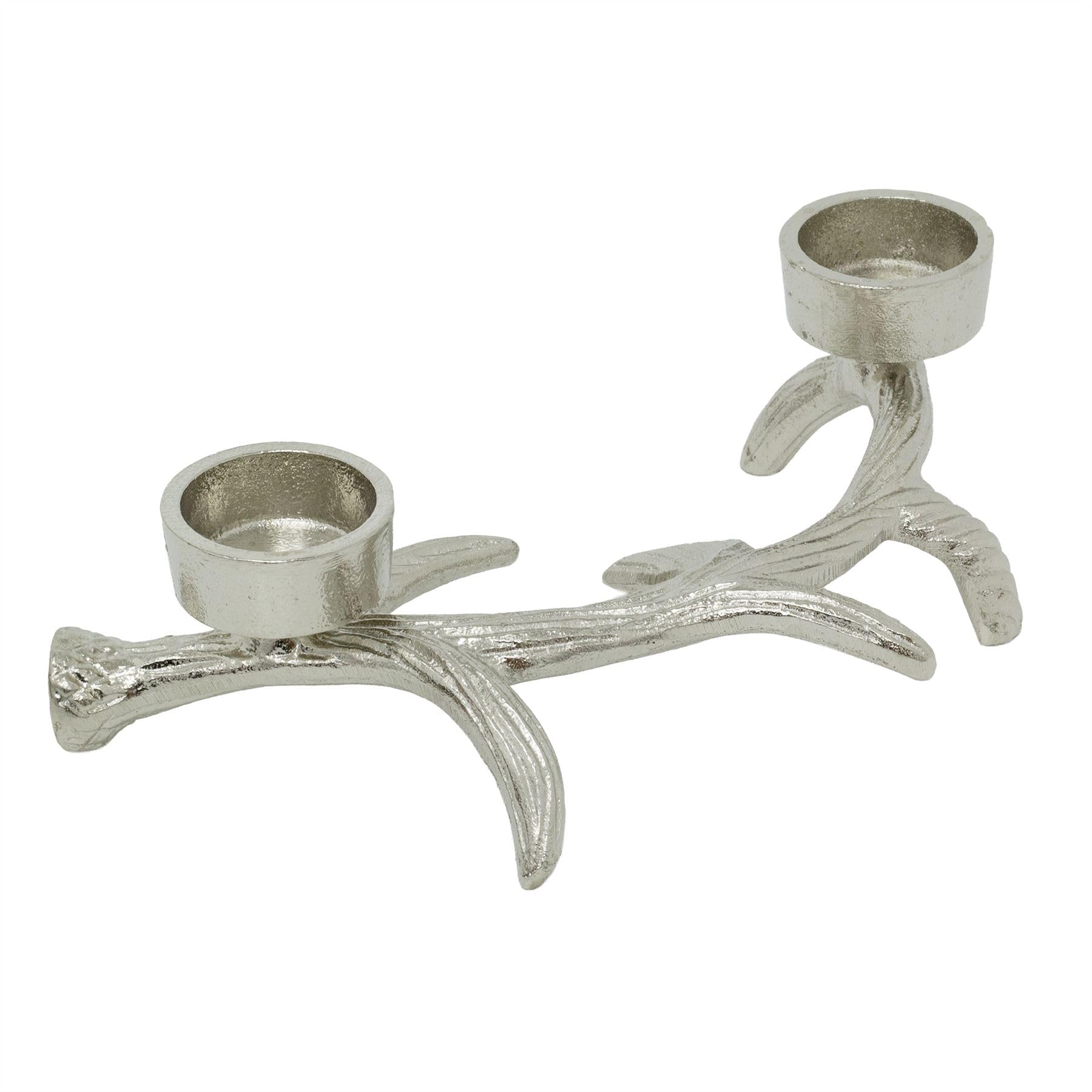 Carousel Home Silver Stag Antler Tealight Holder, 25Cm Aluminium Double Tea Light Candle Holder Table Centrepiece Home Decor