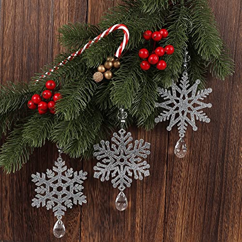 6Pieces Silver Snowflake Ornaments 6 Inches Acrylic Crystal Glitter Snowflakes Christmas Ornament For Winter Christmas Tree Decorations Snowflakes Crafts #TOP5