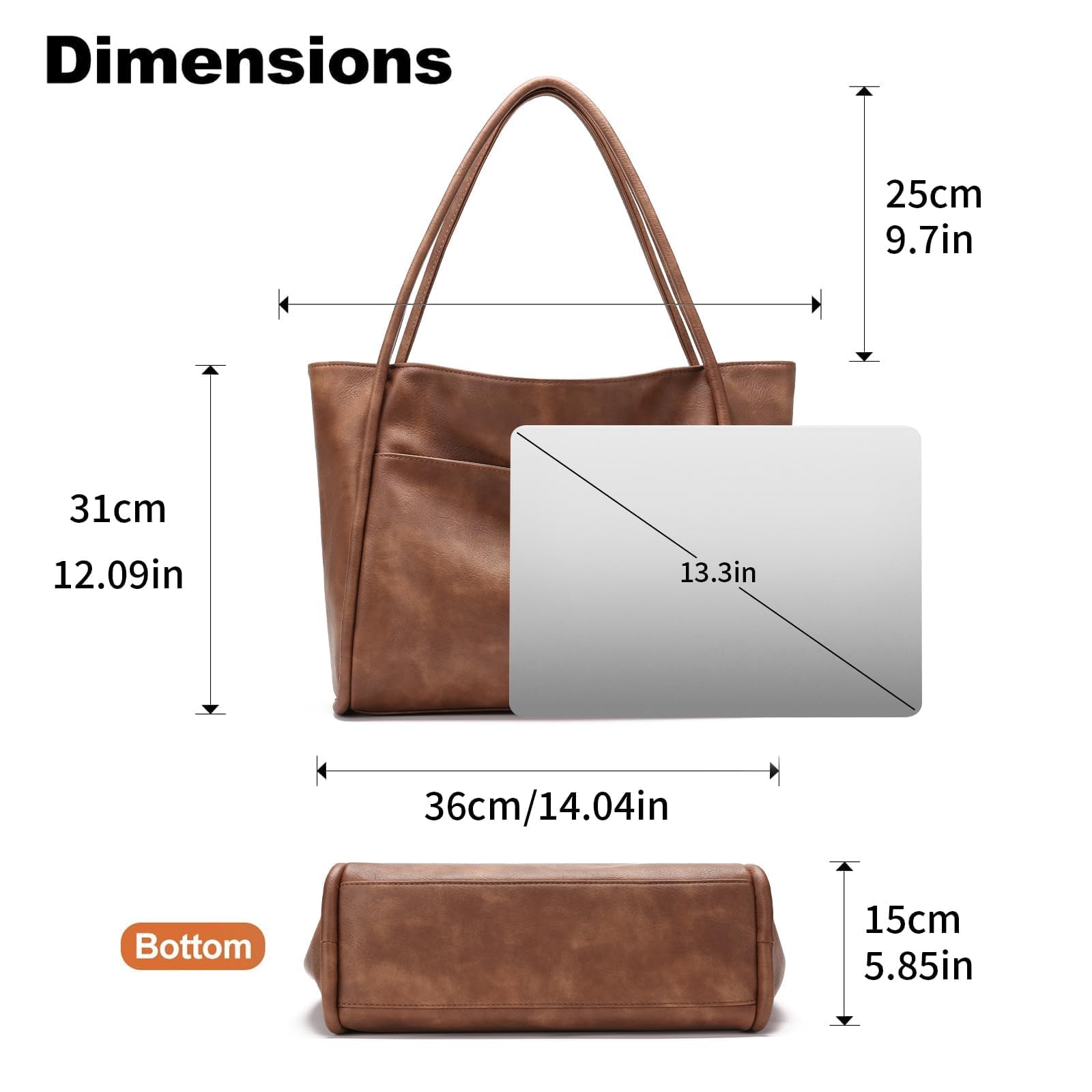 GAEKEAO Bolso Bandolera para Mujer para Universitarias Trabajo Shopper PU Cuero Bolso Hombro Bolsa de Mano Tote