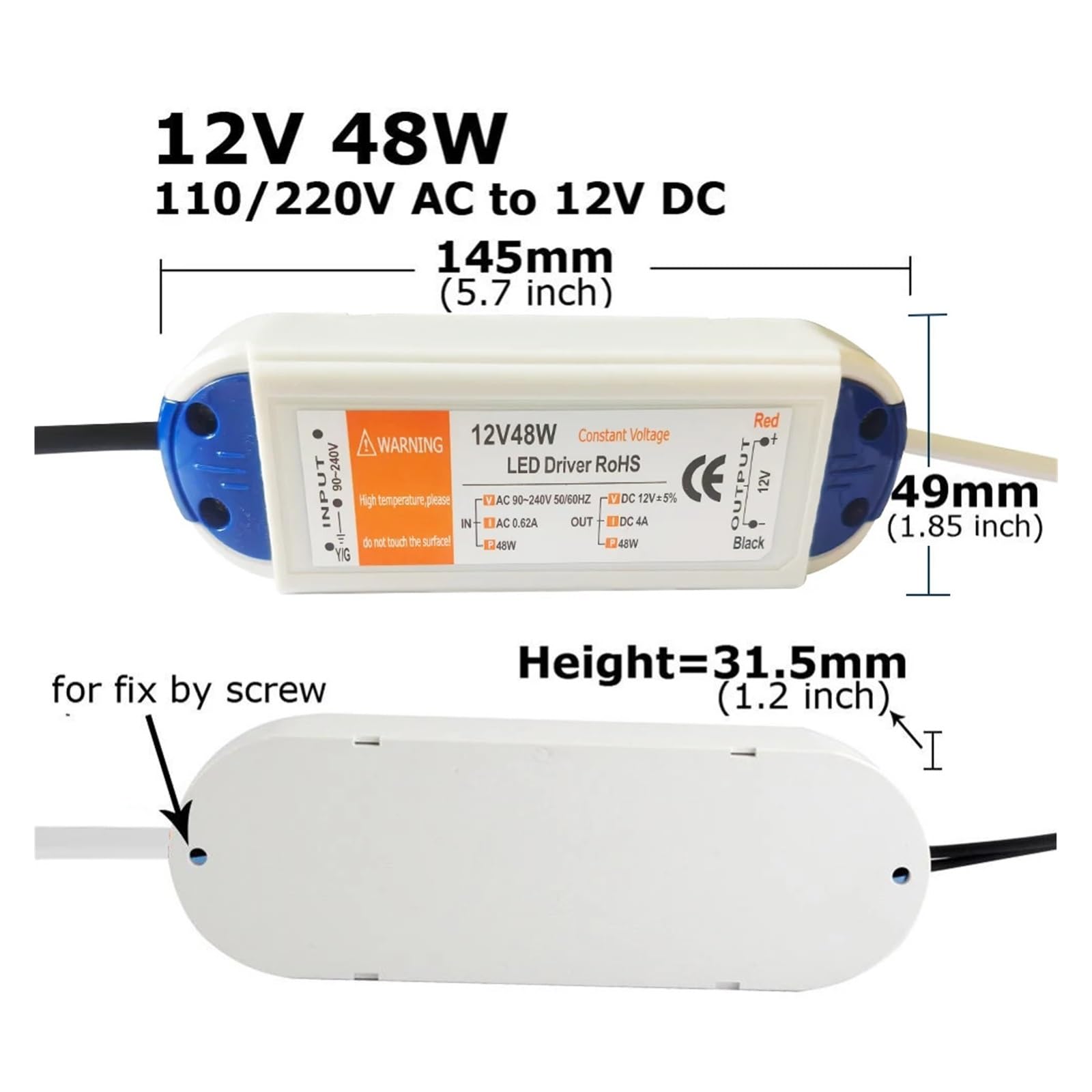 12 Volt Netzteil LED-Treiber 12V 18W 28W 48W 72W 100W AC 110V 220V auf 12V DC Adapter Beleuchtung Trafo für LED Light Strip CCTV (12V 100W)