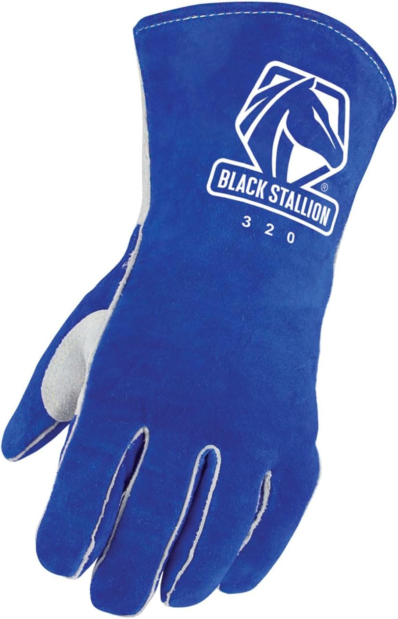 Black Stallion 320LH Side Split Cowhide Stick Glove with CushionCore Liner, Left Hand Only, Large