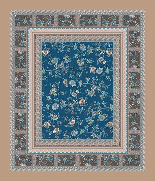 Tovaglia in cotone biologico blu con bordi bianchi 150x250 cm Antonia | Maisons du Monde