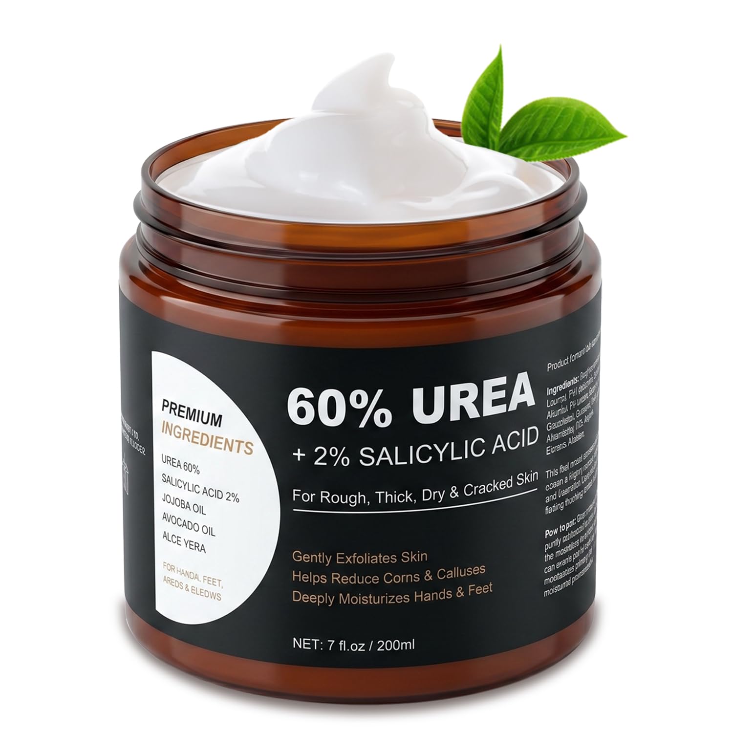 60% Urea Foot & Hand Cream, Feet Moisturizer for Dry Cracked Heels, 7 oz