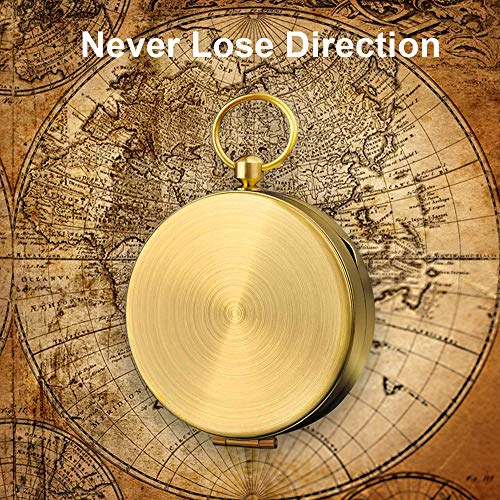 Messing Kompass Outdoor, Portable Wasserdicht Kompas, Kompass mit Leuchtziffern, Sprungdeckel Compass für Wandern, Camping und Andere Outdoor Aktivitäten