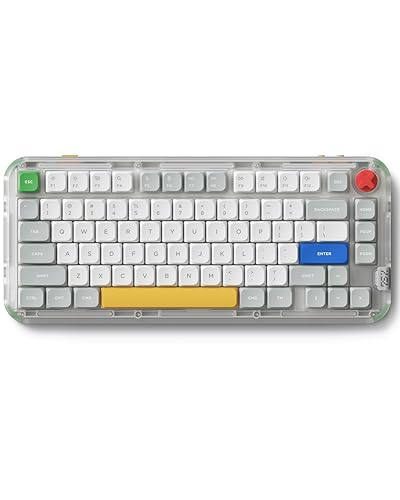 nuphy Kick75 Wireless Low Profile Mechanical Keyboard with Volume Knob,75% Hot Swappable Custom Keyboard,80 Keys RGB Backlit with PBT Keycaps,BT/2.4G/USB-C (Silver Nano Switch) - Silver nano Switch