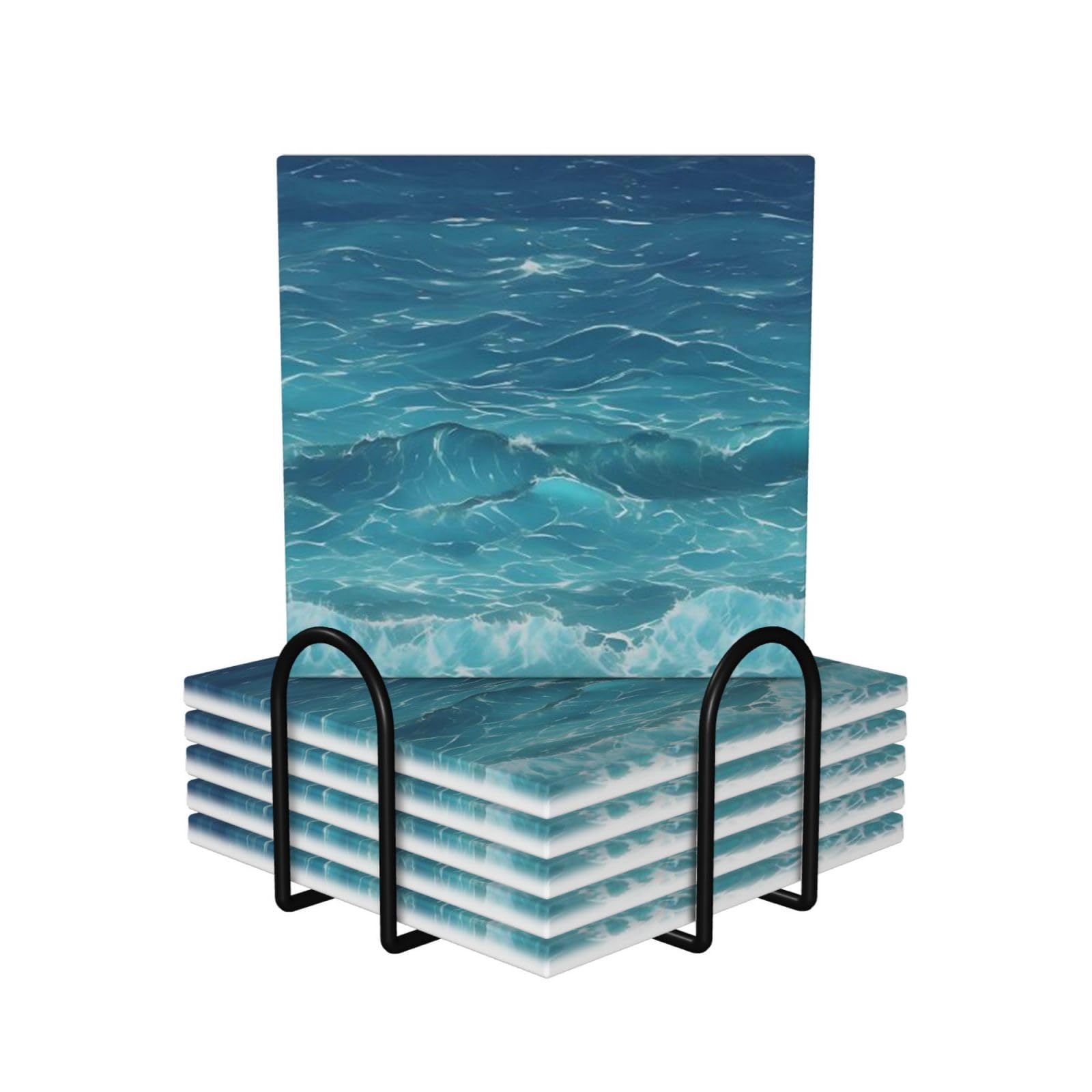 Dessous de verre en céramique lot de 6 sous-verre pour table de cuisine et bar moderne